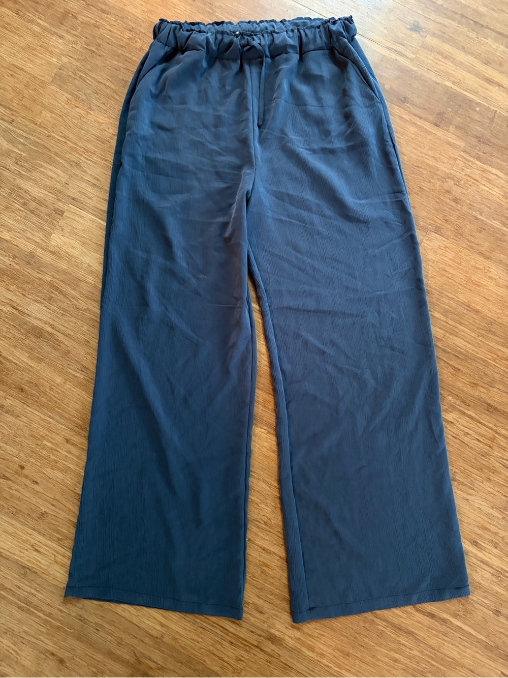 Mus & Bombon Barcelona Flowy Wide Leg Modal Blend Pants Steel Blue Sz L